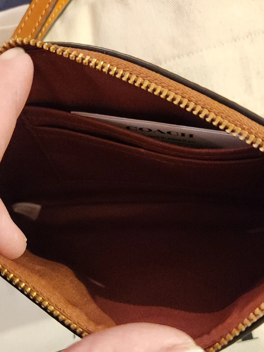 Coach CA217 Multicolor Signature Wristlet with Leather Tag - Picture 3 of 4